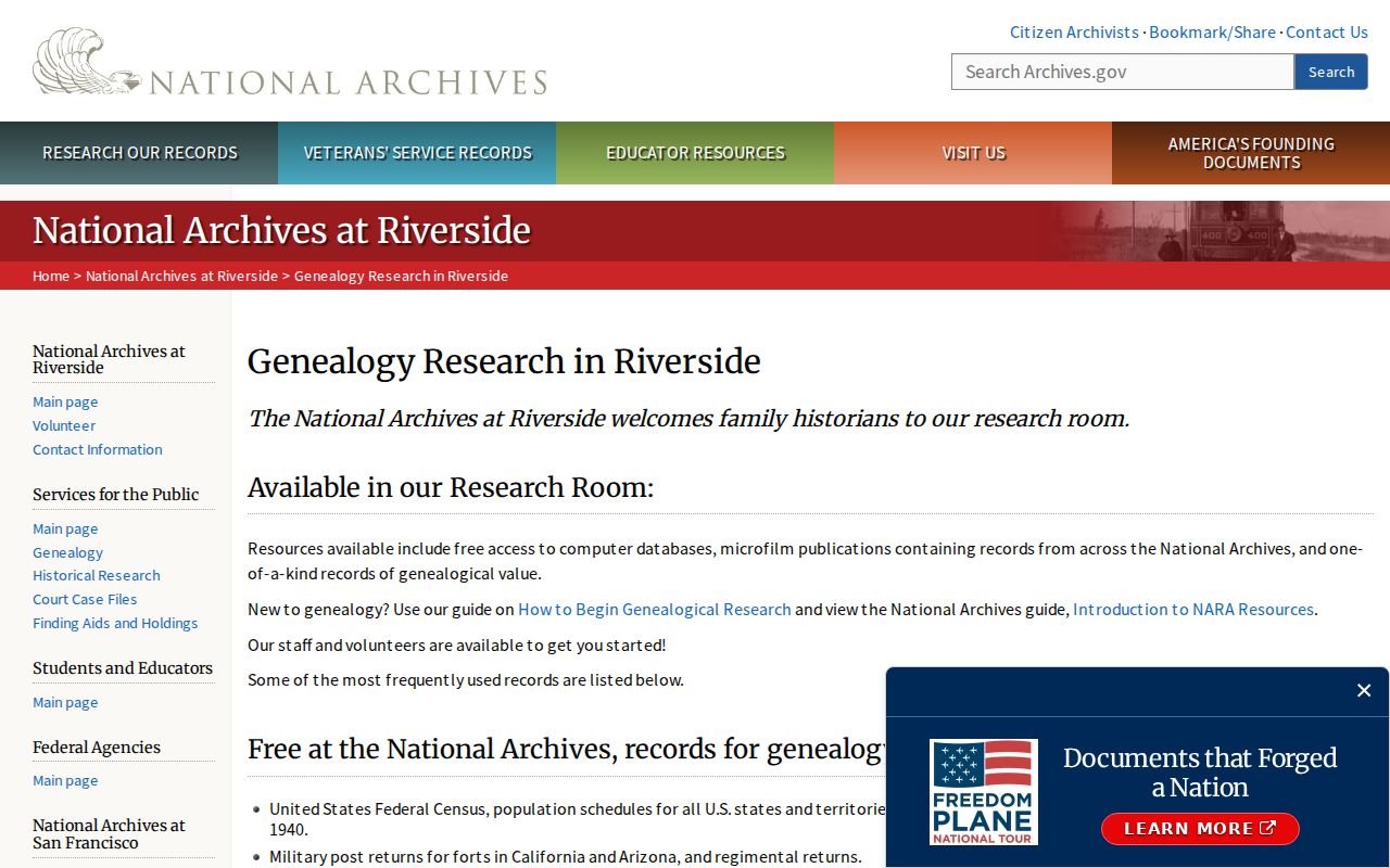 Rialto city directory National Archives Riverside genealogy holdings