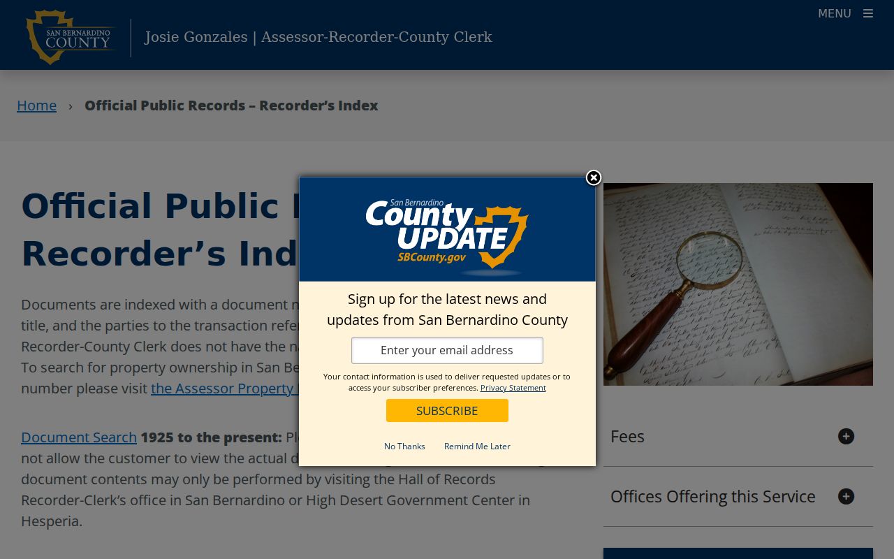 Rialto residents directory county official records index