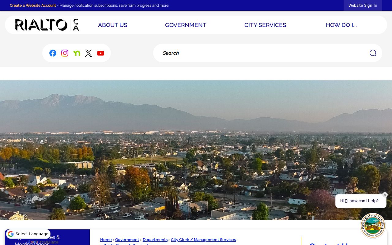 Rialto residents directory city public records request