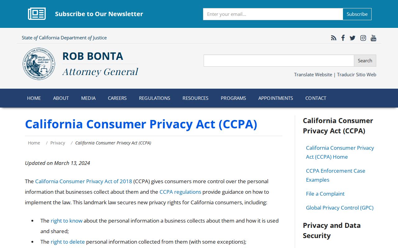 Rialto neighbors California consumer privacy guidance