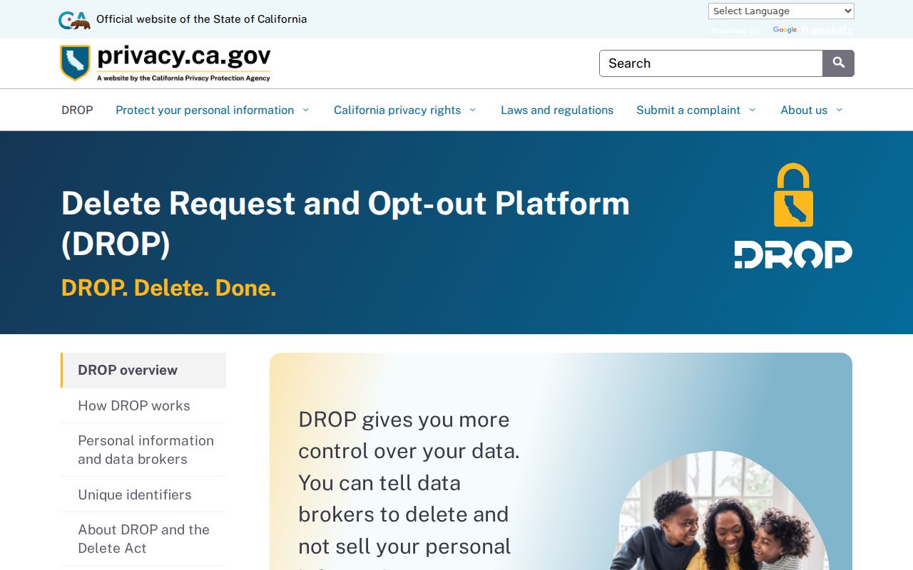 Rialto neighbors California DROP deletion platform