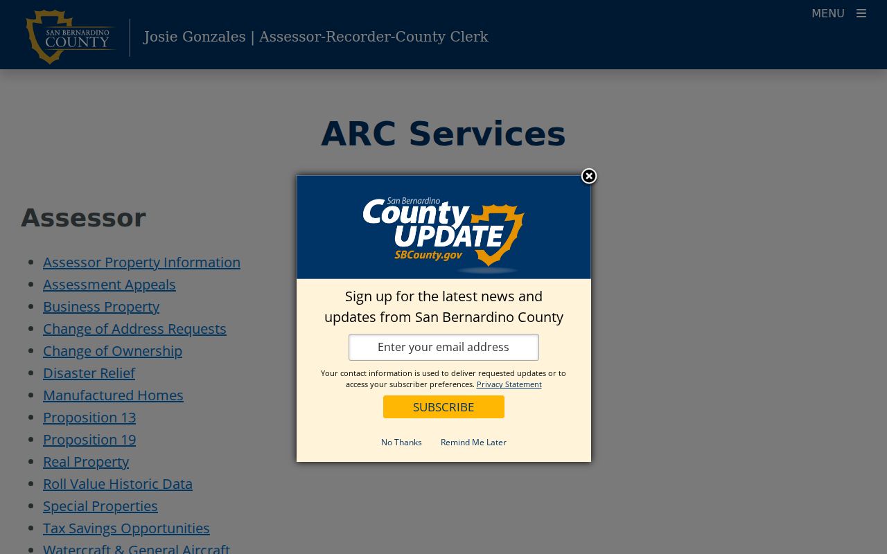 Rialto previous residents Assessor-Recorder-Clerk parcel services