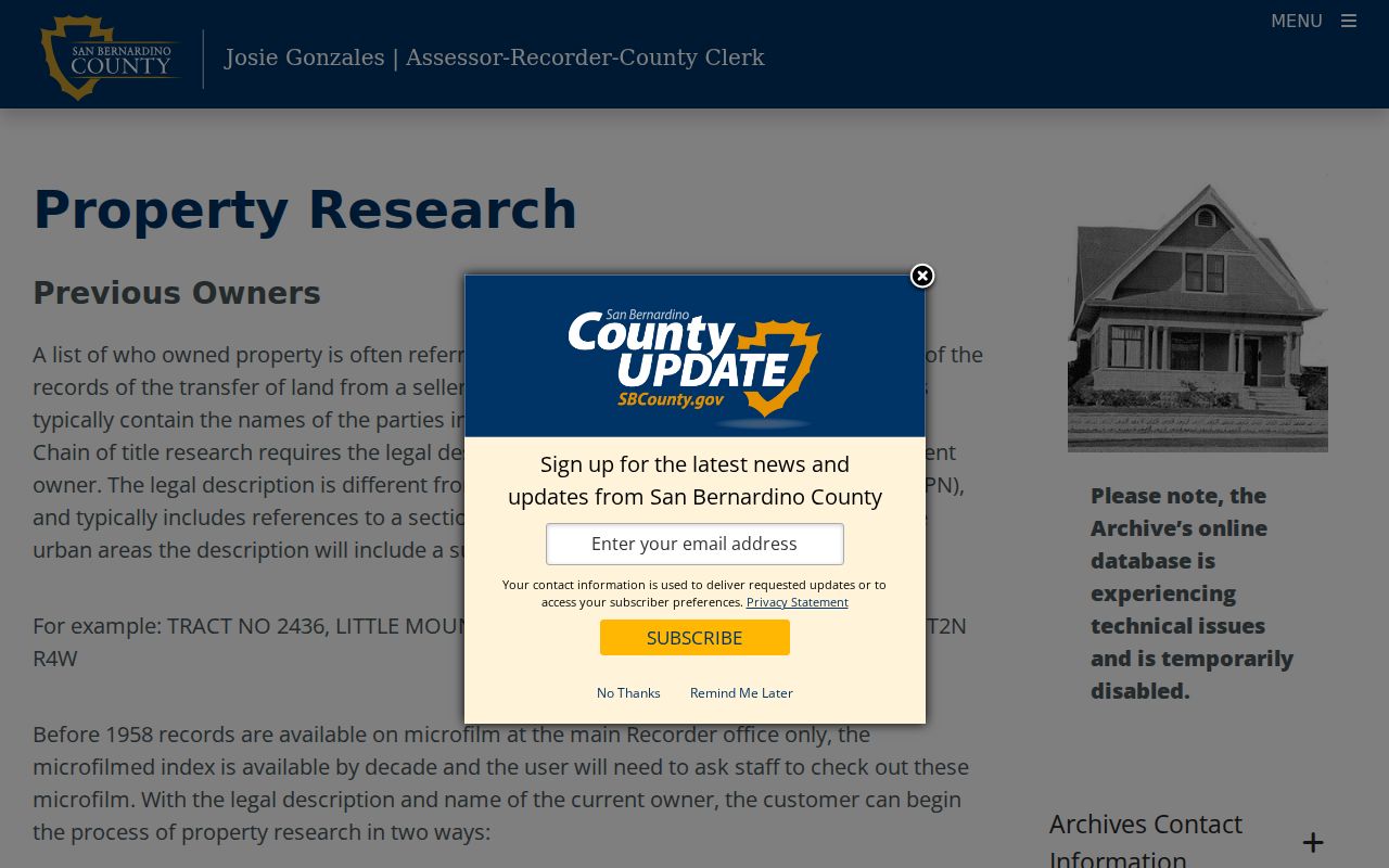 Rialto previous residents county property research guide