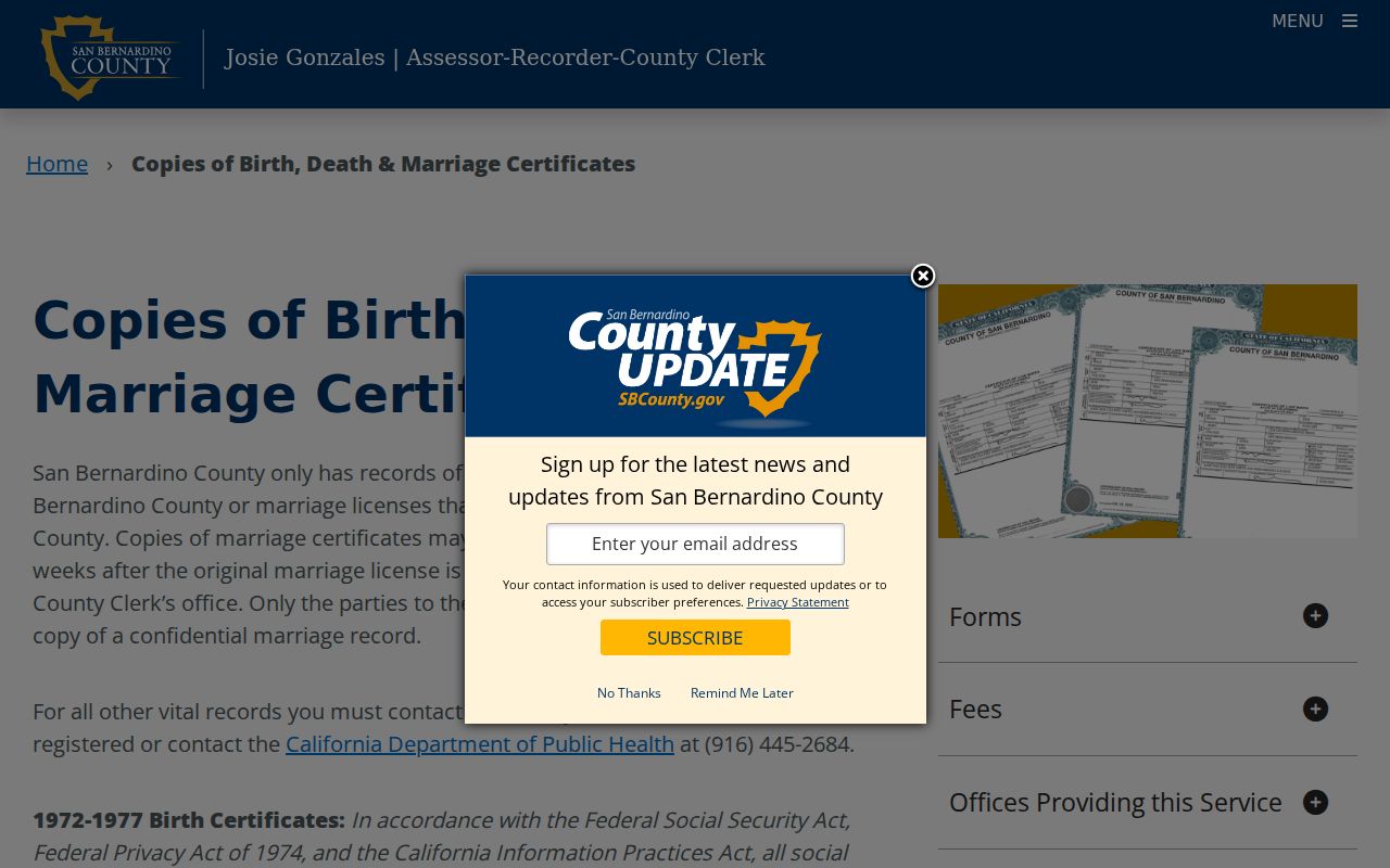 Rialto previous residents county vital records