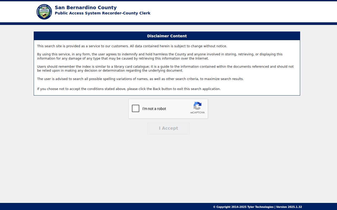 Rialto previous residents recorder index search