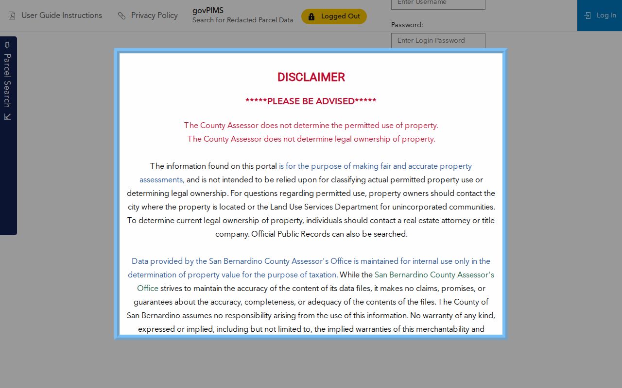 Rialto street directory govPIMS parcel and map search