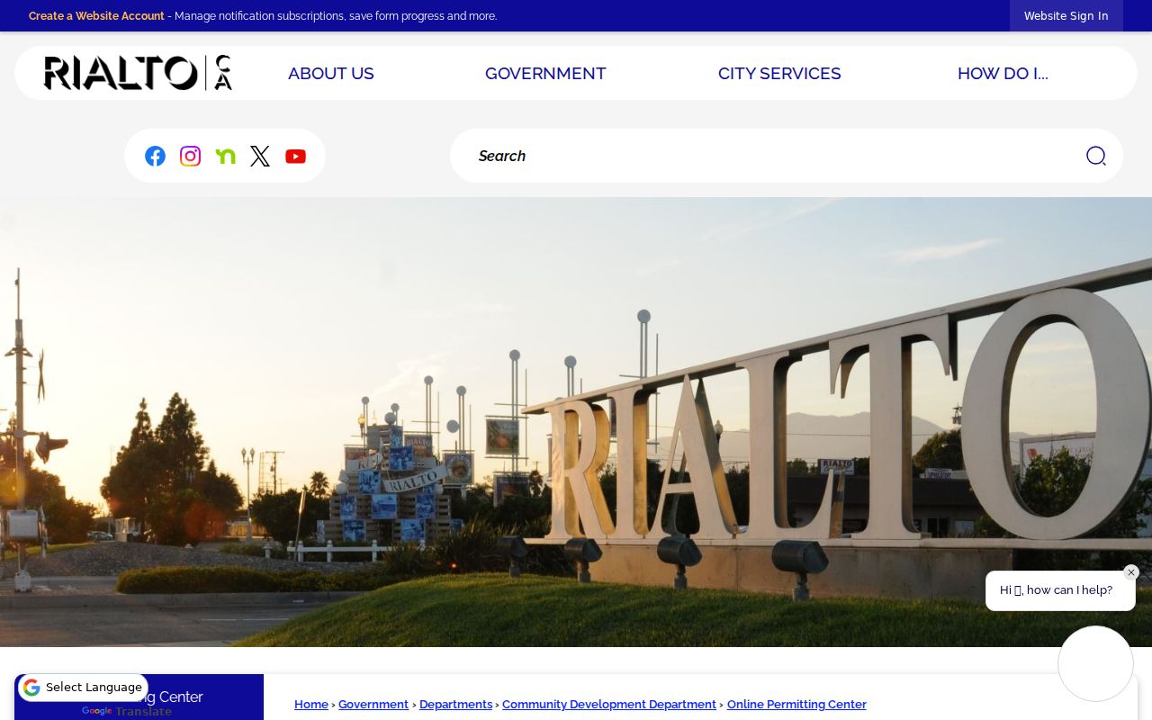 Rialto street directory Online Permitting Center